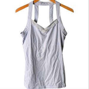 alo Ice Blue Mesh Embellished Gym Top Size XL L 10 12 14